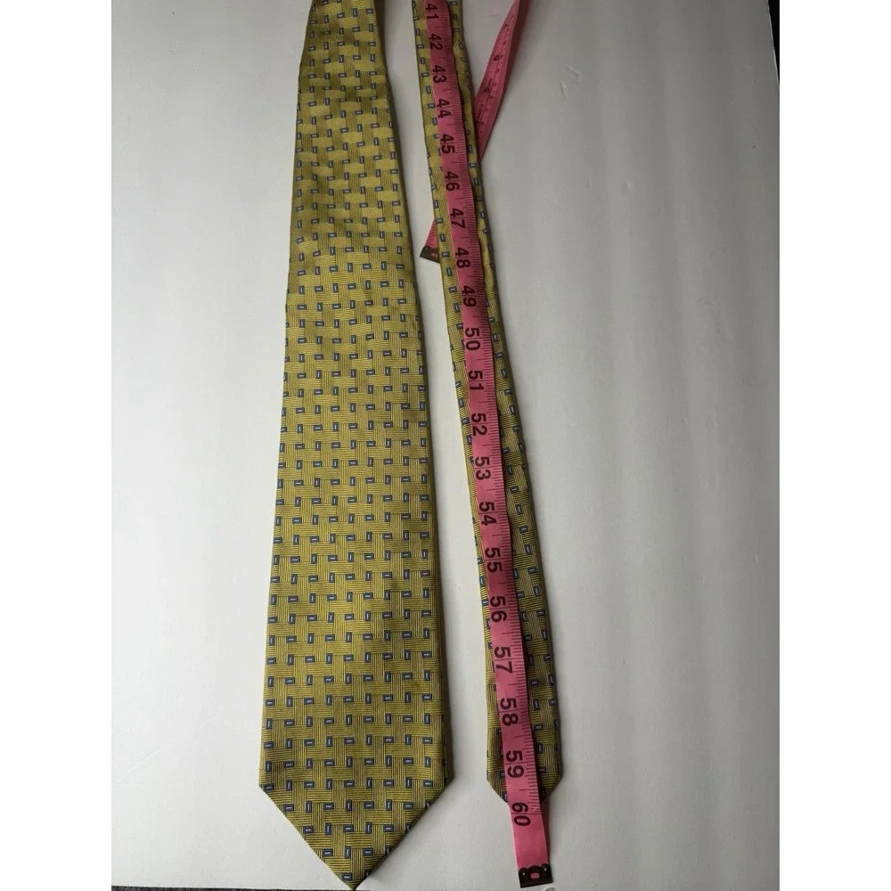 Brooks Brothers 346 Silk Tie Gold Blue‎ Geometric 60